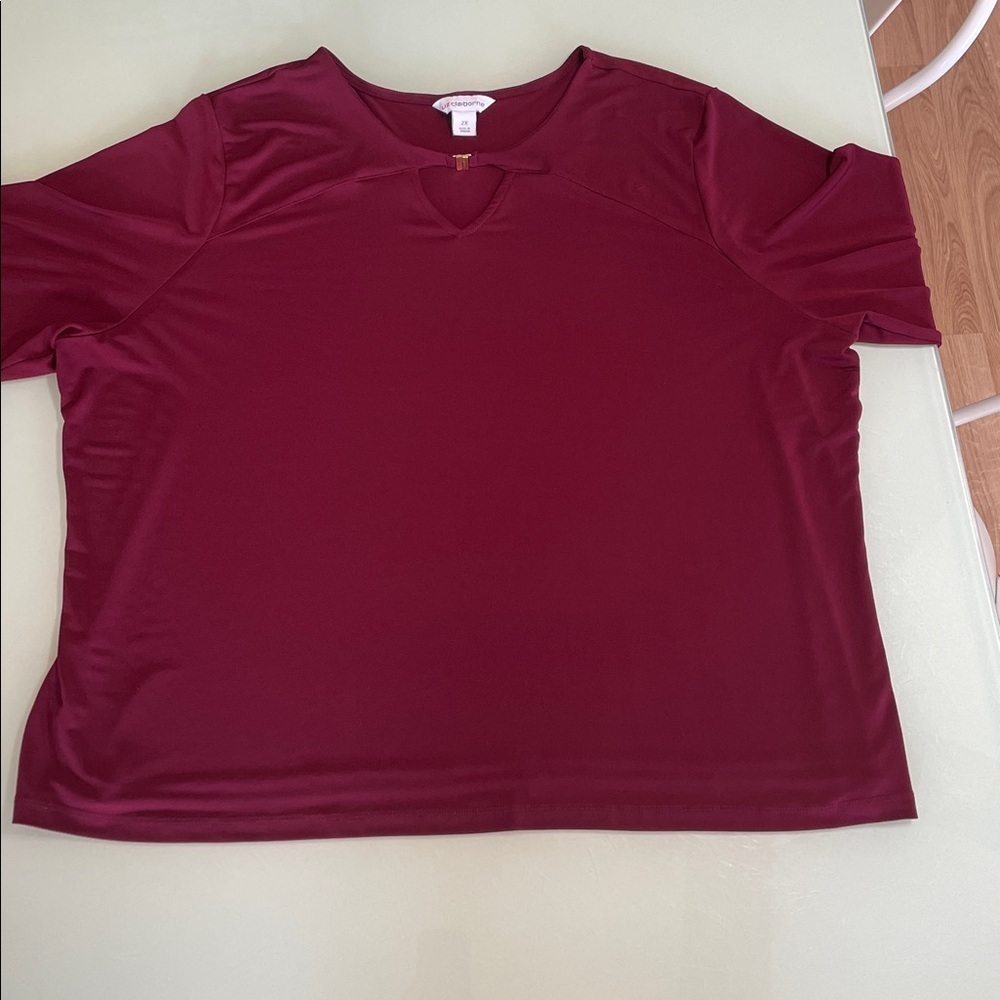Liz Claiborne Deep Red Blouse - Picture 4 of 12